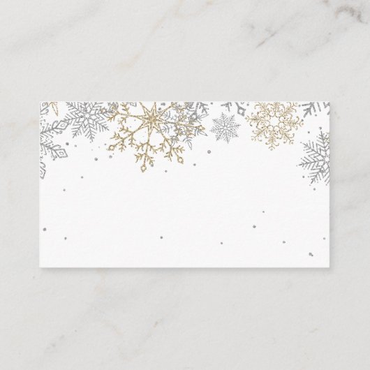 Snowflake, luier Raffle Silver Gold Glitter Informatiekaartje (Achterkant)