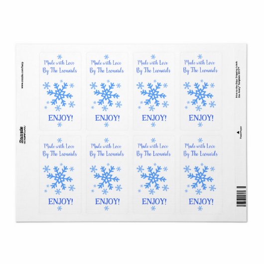 Snowflake MADE WITH LOVE Personalize NAME Etiket (Full Sheet)