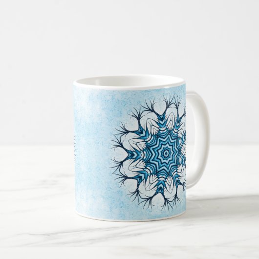 Snowflake Mandala in Blue Winter Abstract Art Koffiemok (Voorkant rechts)