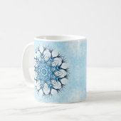 Snowflake Mandala in Blue Winter Abstract Art Koffiemok (Voorkant links)