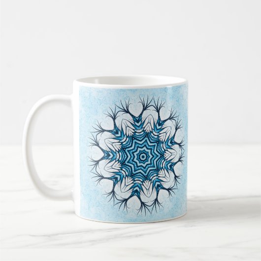 Snowflake Mandala in Blue Winter Abstract Art Koffiemok (Links)
