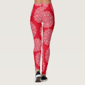 Snowflake Mandala Red en White Winter Pattern Leggings (Achterkant)