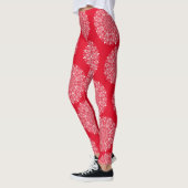 Snowflake Mandala Red en White Winter Pattern Leggings (Links)