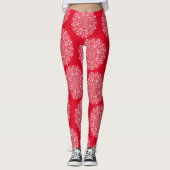 Snowflake Mandala Red en White Winter Pattern Leggings (Voorkant)