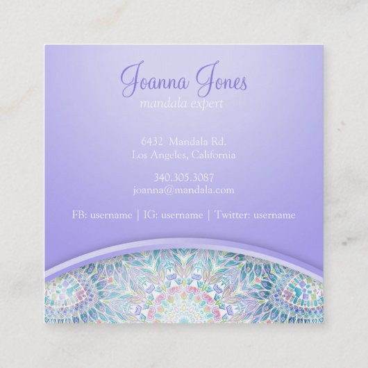 Snowflake Mandala Vierkante Visitekaartje (Achterkant)