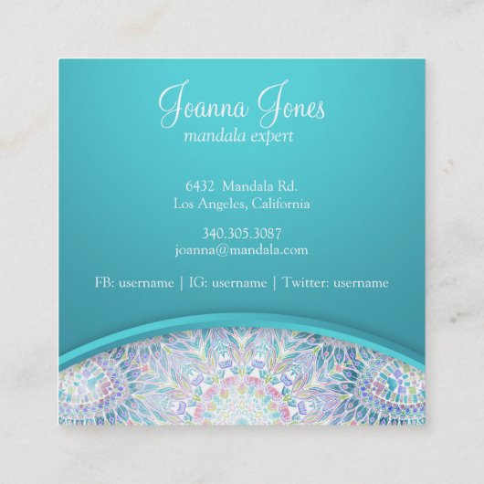 Snowflake Mandala Vierkante Visitekaartje (Achterkant)