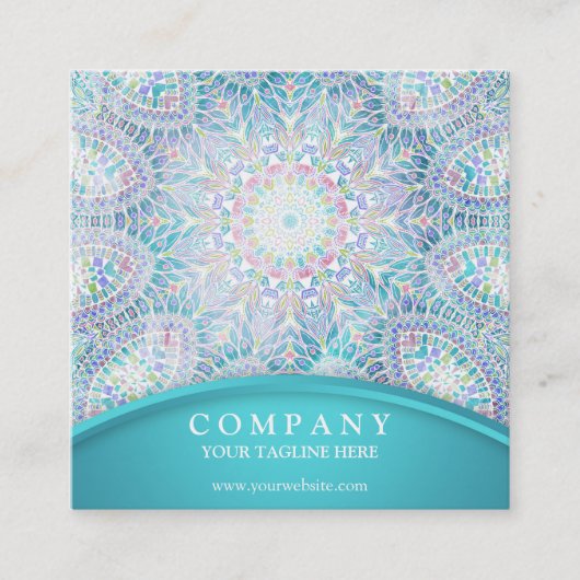 Snowflake Mandala Vierkante Visitekaartje (Voorkant)