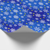 Snowflake marinier blauw koninklijk blauw, modern  cadeaupapier (Hoek)