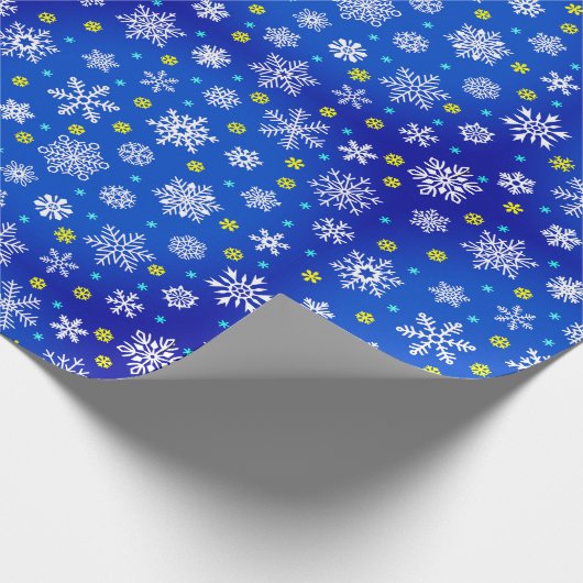 Snowflake marinier blauw koninklijk blauw, modern cadeaupapier (Hoek)