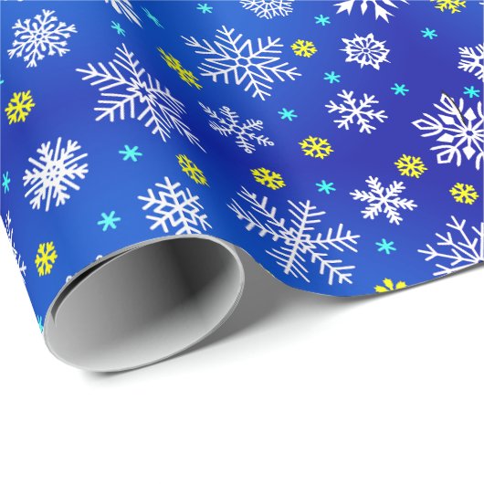 Snowflake marinier blauw koninklijk blauw, modern  cadeaupapier (Rol Hoek)