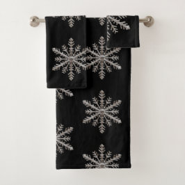 Snowflake Matte Black Bad Handdoek