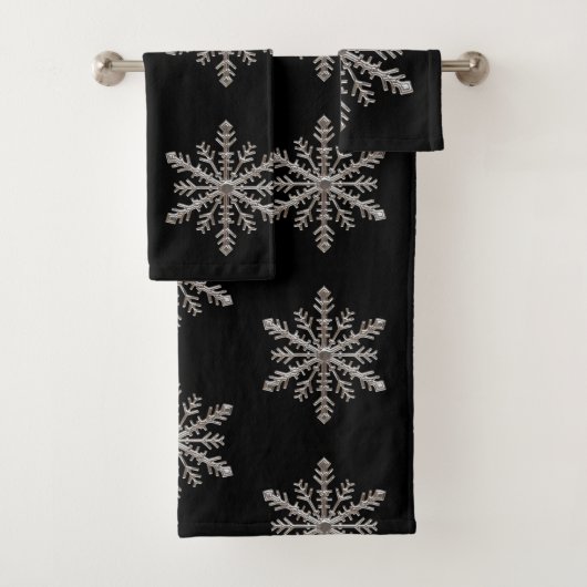 Snowflake Matte Black Bad Handdoek (Insitu)