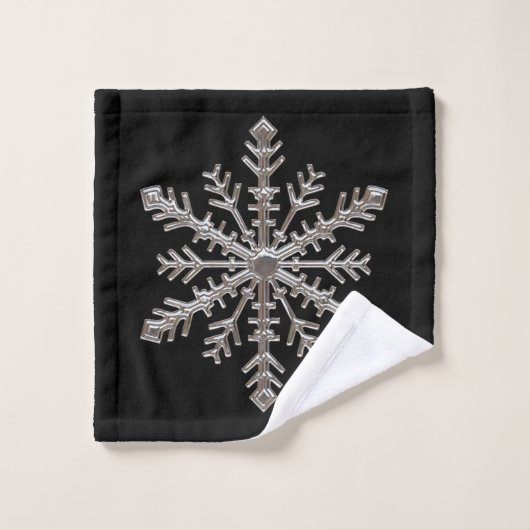 Snowflake Matte Black Bad Handdoek (Wasdoekje)