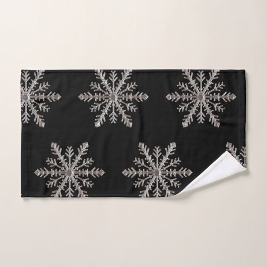 Snowflake Matte Black Bad Handdoek (Handdoek)