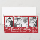 Snowflake Mauied & Merry 3-Foto Vakantie Kaart (Voorkant / Achterkant)