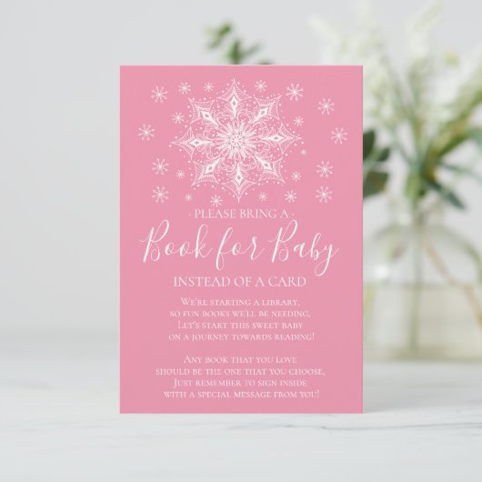 Snowflake Meisjes Baby shower Boek voor Baby Kaart (Staand voorkant)