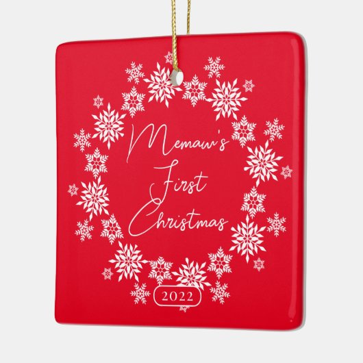 Snowflake Memaw's eerste kerstfeest Keramisch Ornament (Links)