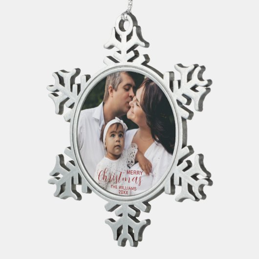 Snowflake Merry Christmas Ornament Familiefoto (Rechts)