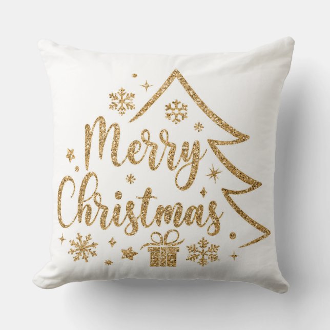 Snowflake Merry Christmas Throw Pillow Kussen (Voorkant)