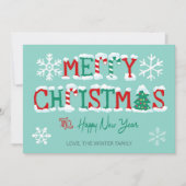 Snowflake Merry kerstboom Typografie Feestdagenkaart (Voorkant)