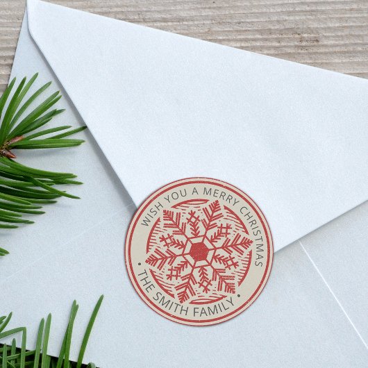  Snowflake Merry Kerstmis op maat Ronde Sticker