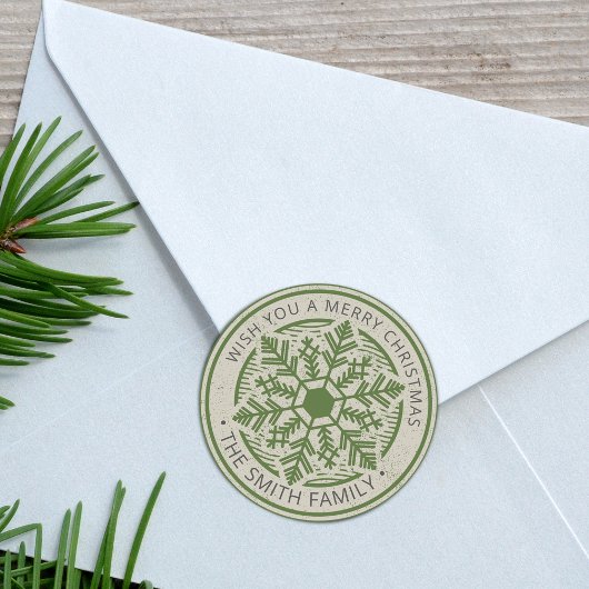  Snowflake Merry Kerstmis op maat Ronde Sticker