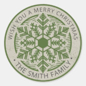  Snowflake Merry Kerstmis op maat Ronde Sticker (Voorkant)