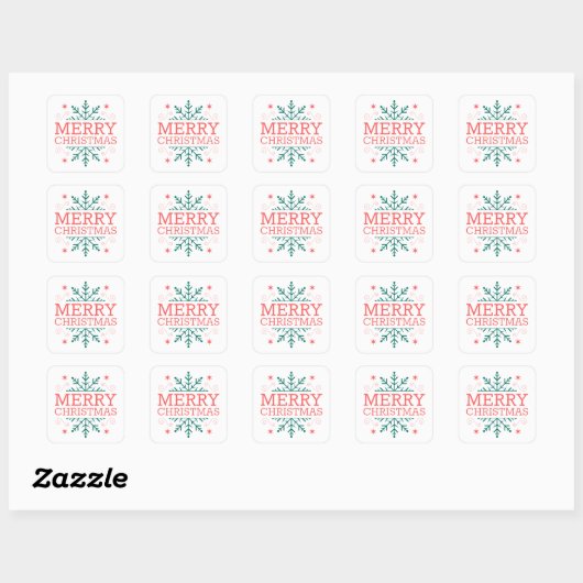 Snowflake Merry Kerstmis Vierkante Sticker (Vel)