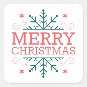 Snowflake Merry Kerstmis Vierkante Sticker