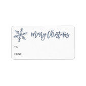 Snowflake Merry kerstscript cadeaulabel Etiket (Voorkant)