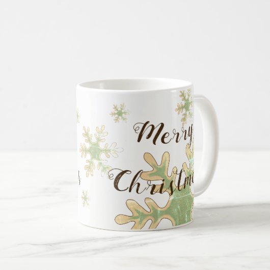 Snowflake Merry-kerstscript Koffiemok (Voorkant rechts)