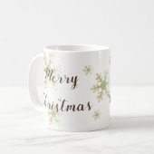 Snowflake Merry-kerstscript Koffiemok (Voorkant links)