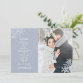 Snowflake Merry Kisses Warm Wishes 2 Foto Feestdagenkaart (Staand voorkant)