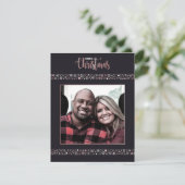 Snowflake met een fijne kerstroze sneeuwvlok feestdagenkaart (Staand voorkant)