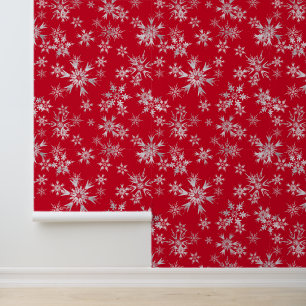Snowflake met feestelijke kerstsneeuw behang