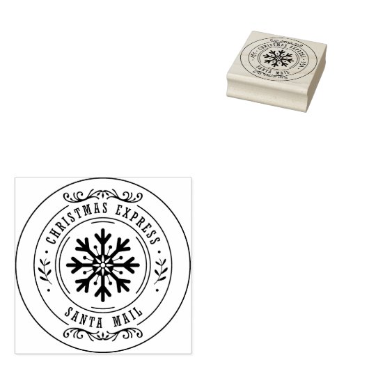 Snowflake met kerstcadeautjes rubberstempel (Gestempeld)