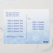 Snowflake met prettig kerstcadeautje blauw folie feestdagen briefkaart (Achterkant)