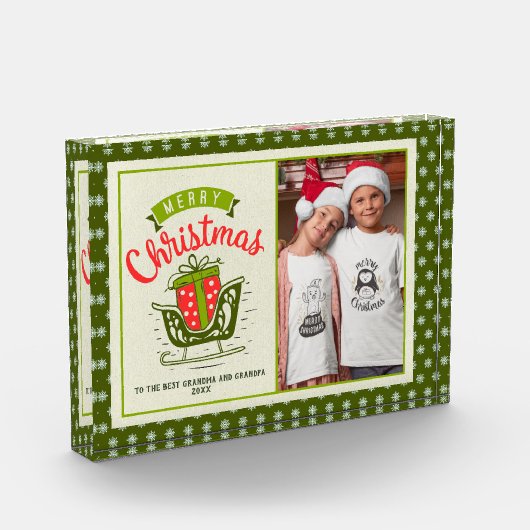 Snowflake met zachte tekst met kersttouwtjes fotoblokken (Links)