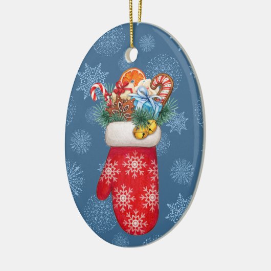 Snowflake Mittens met kerst Goodies Keramisch Ornament (Links)