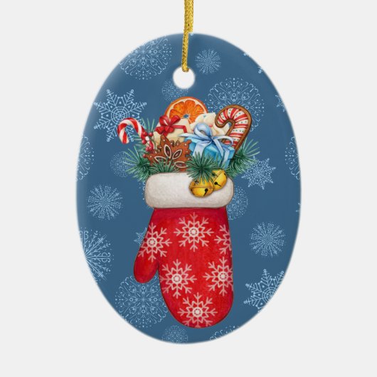 Snowflake Mittens met kerst Goodies Keramisch Ornament (Voorkant)