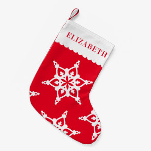 SNOWFLAKE modern schattig patten wit op rood Kleine Kerstsok