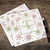 Snowflake Monogram Colorful Holiday Kerstmis Servet