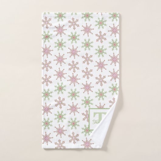Snowflake Monogram Colorful Modern Holiday Bad Handdoek (Handdoek)
