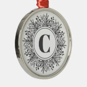 Snowflake Monogram Kerstmis Metalen Ornament (Rechts)