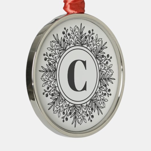 Snowflake Monogram Kerstmis Metalen Ornament (Rechts)