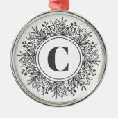 Snowflake Monogram Kerstmis Metalen Ornament (Voorkant)