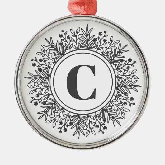 Snowflake Monogram Kerstmis Metalen Ornament (Voorkant)