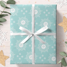 Snowflake Monogram Modern Aqua Kerstfeestdag