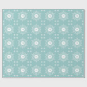 Snowflake Monogram Modern Aqua Kerstfeestdag Cadeaupapier (Vlak)