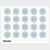 Snowflake Monogram Modern Blauw Ronde Sticker (Vel)